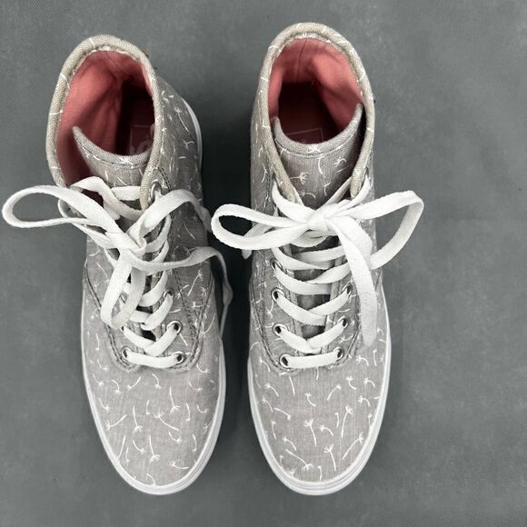 Vans Camden High-Top Gray White Canvas Dandelion Print Sneakers Size 7.5 - Picture 6 of 16
